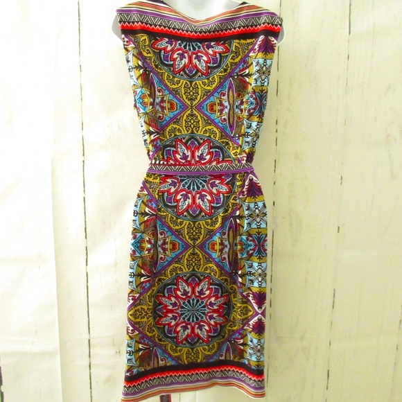 Anthropologie ~ Premise~ Printed Sleeveless Stretch Wrap Dress Medium NWT - Picture 4 of 7